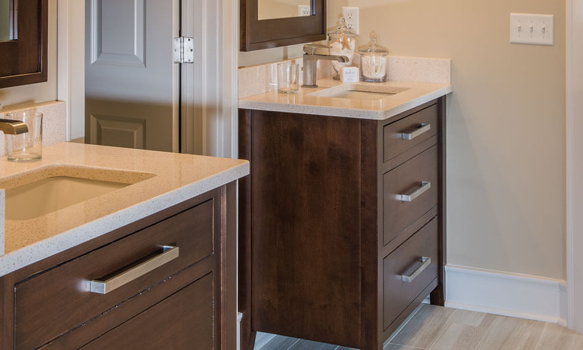 River Woodworking Bathroom with His and Hers Vanities