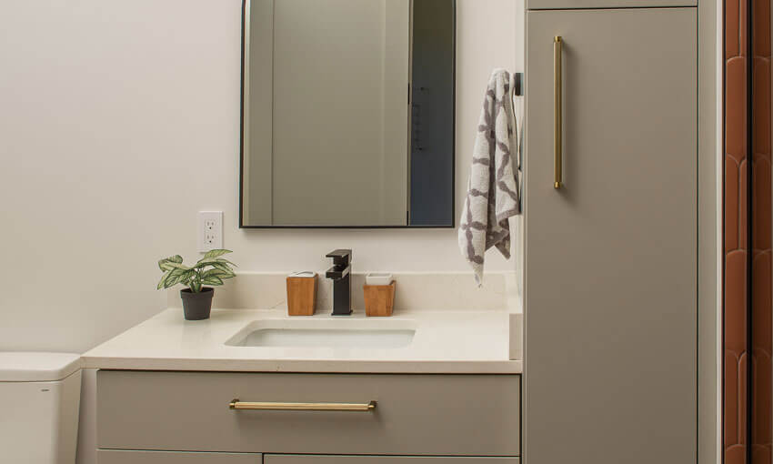 River Woodworking Slab Door Bathroom Cabinetry 2