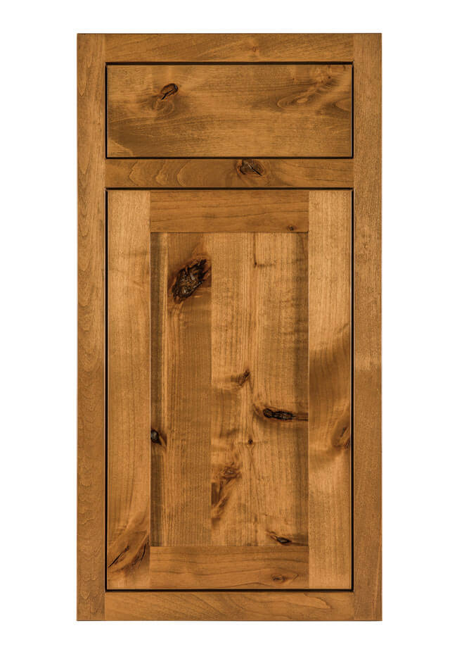 River Woodworking Knotty Alder Shaker Reverse Full Inset Cabinet Door